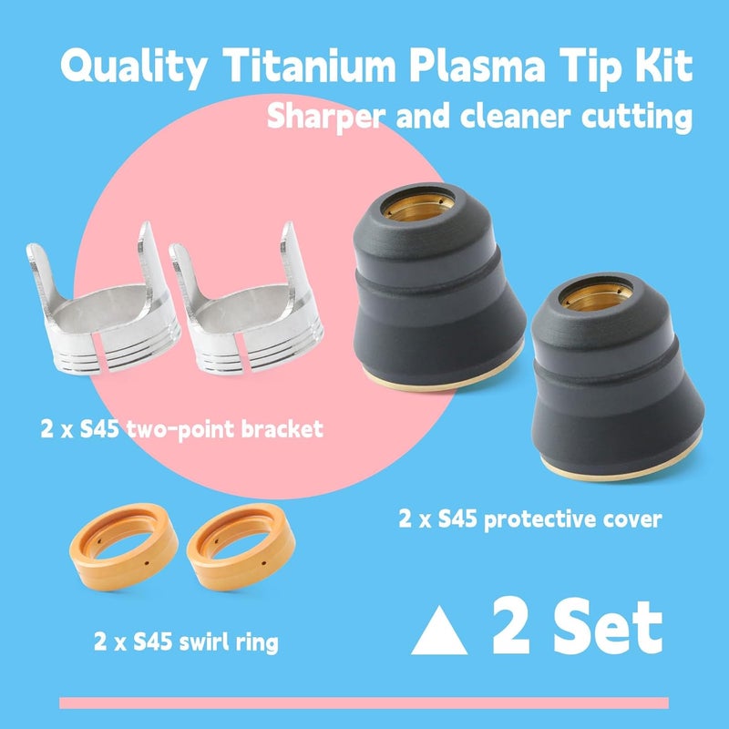 GLOXTED 2 Pack Tip Kit Replacement for Harbor Freight Titanium Plasma Cutter 45 IPT-45 TI-PC45 56255 56811/65 for Torch IPT-65 TI-PC65 58895 - Image 2